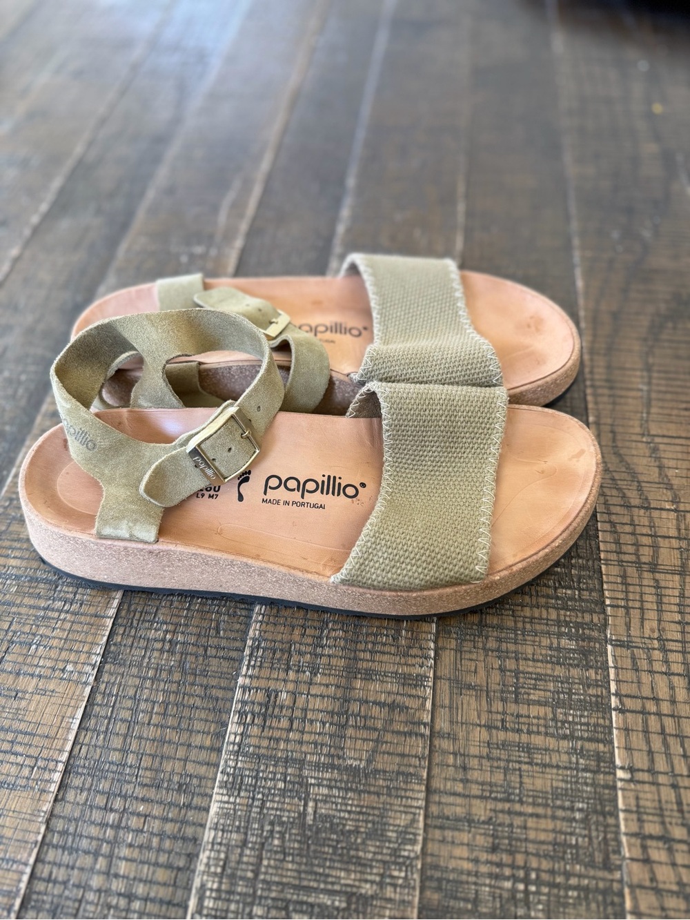 Papillio womens Olive Canvas Strap Sandals